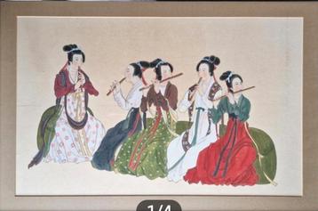 FLUITSPELERS op rijstpapier, ingelijst met zuurvrij papier beschikbaar voor biedingen