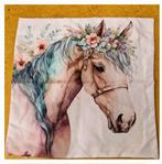 2 x Nieuwe sier  kussenhoes PAARD, Huis en Inrichting, Ophalen of Verzenden, Nieuw, Overige kleuren, Vierkant