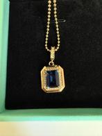 Elegante ketting van synthetisch saffier, Sieraden, Tassen en Uiterlijk, Kettingen, Overige materialen, Nieuw, Ophalen of Verzenden