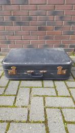 Brocante antieke koffer, blauw leer, hout van binnen. S8, Sieraden, Tassen en Uiterlijk, Koffers, Tweedehands verkoop, Tweedehands verkoop