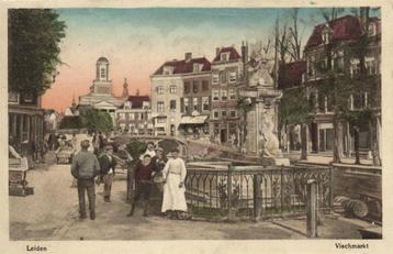 Leiden - Vischmarkt - standbeeld - 1918 gelopen beschikbaar voor biedingen