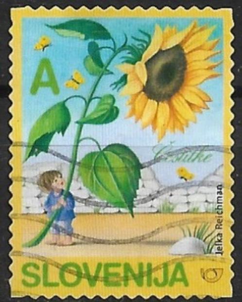 Slovenië 2005 mi.541 groetzegel flora ZONNEBLOEM nom. A, Postzegels en Munten, Postzegels | Europa | Overig, Gestempeld, Overige landen