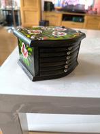 Vintage houten onderzetters met houder, Ophalen of Verzenden, Gebruikt, Glas of Kopje