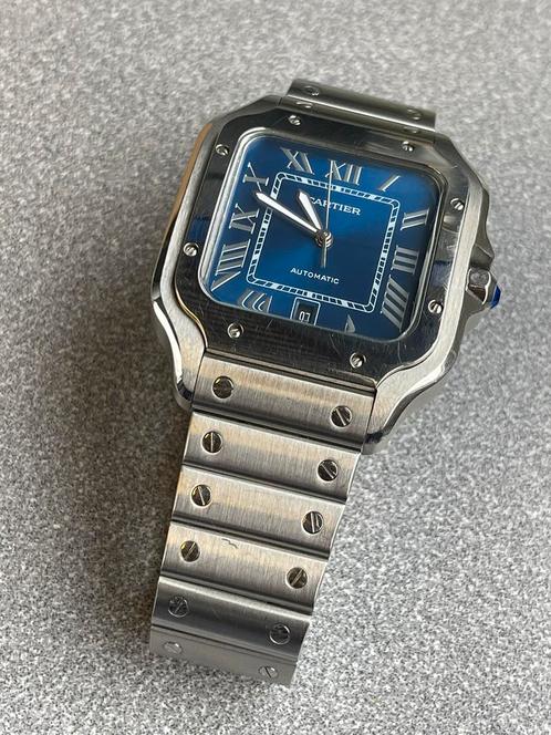 Cartier santos blue dial 36 mm, Sieraden, Tassen en Uiterlijk, Horloges | Antiek, Ophalen of Verzenden