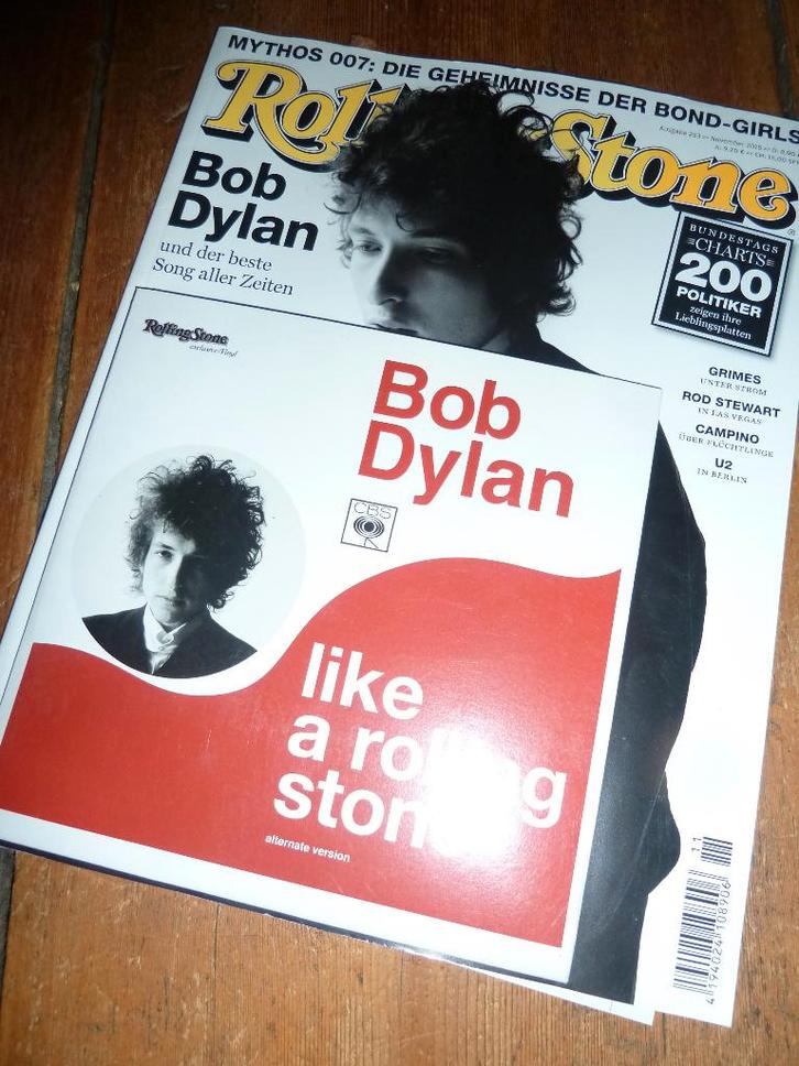 Bob Dylan muziekblad Rolling Stone - + SINGLE + CD, Cd's en Dvd's, Vinyl Singles, Zo goed als nieuw, Pop, Ophalen of Verzenden