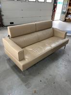 Vintage creme lederen 3-zits Leolux Horatio bank, Huis en Inrichting, Ophalen, Driepersoons, Zo goed als nieuw, Rechte bank