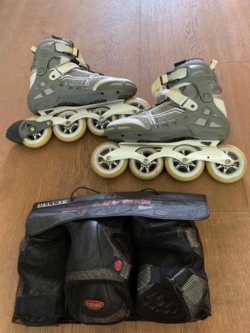 Te koop: Powerslide inline skates + volledige bescherming (m beschikbaar voor biedingen