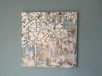 Abstract Schilderij 100x100 cm Canvas Bloemen Design, Antiek en Kunst, Ophalen
