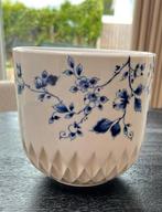 Heinen Delfts Blauw Bloempot Romy Kühne, Porselein of Keramiek, Schaal, Rond, Ophalen of Verzenden