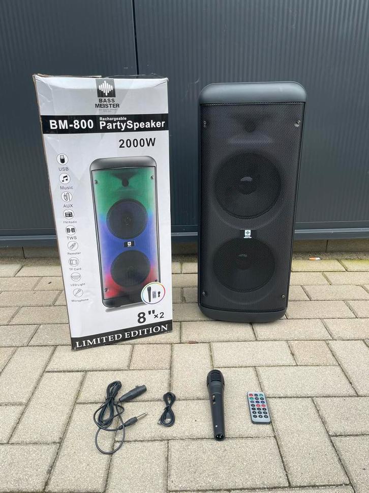 BassMeister BM-800 Party Speaker 2000W, Audio, Tv en Foto, Luidsprekers, Nieuw, 120 watt of meer, Ophalen of Verzenden