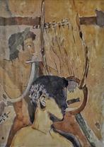 Etruskische Lierspeler - Aquarel, Antiek en Kunst, Ophalen of Verzenden