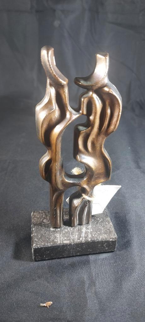 Abstract Bronzen Sculptuur op Marmeren Voet, Antiek en Kunst, Kunst | Beelden en Houtsnijwerken, Ophalen of Verzenden
