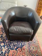 Donkerbruine  fauteuil, Ophalen, Gebruikt, Leer, 75 tot 100 cm