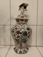 Unieke Antieke Delft Polychroom Vaas Specht Verzamelaar, Gebruikt, Overige kleuren, Aardewerk of Porselein, Ophalen of Verzenden