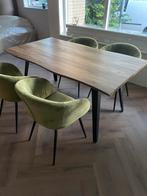 Eettafel walnootbruin, zwarte poten, 160 x 90 cm, Ophalen, Japandi, Gebruikt, 50 tot 100 cm