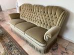 Vintage bank fauteuil roze groen franjes velvet barok, Ophalen of Verzenden