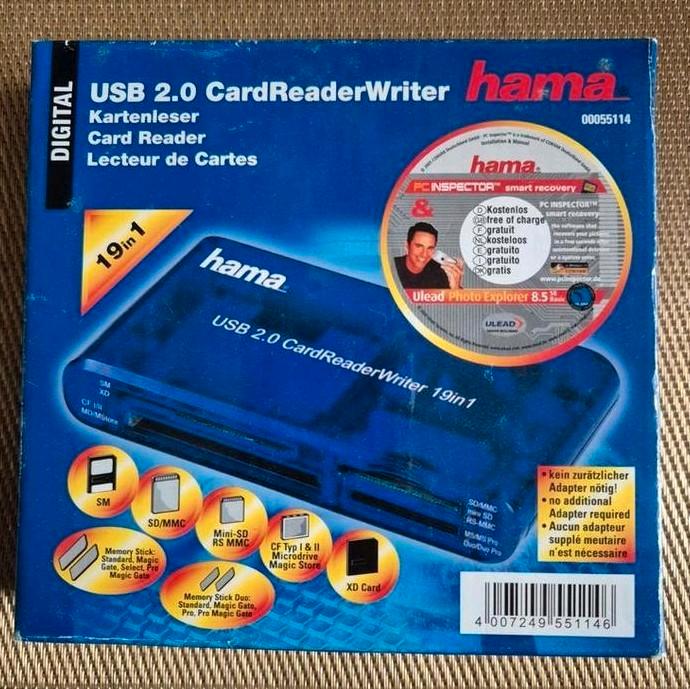 Hama USB 2.0 19-in-1 Kaartlezer, Computers en Software, Geheugenkaartlezers, Gebruikt, Ophalen of Verzenden