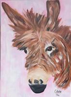 Olieverfschilderij met ezelkop, Minder dan 50 cm, Nieuw, Ophalen of Verzenden, Schilderij