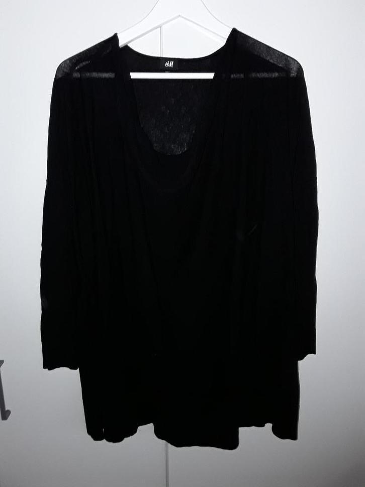 H&M Zwarte Dunne Trui Met Waterval Kraag Maat M/L, Kleding | Dames, Truien en Vesten, Zo goed als nieuw, Maat 38/40 (M), Zwart