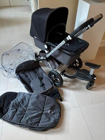 Bugaboo Kinderwagen Complete Set zwart grijs meerij plankje! beschikbaar voor biedingen