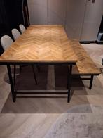 Eettafel visgraat met bank, Huis en Inrichting, Tafels | Eettafels, Ophalen, Gebruikt, 200 cm of meer, 50 tot 100 cm