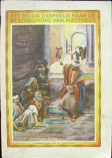 Het heilig evangelie naar de beschrijving van Matthéus boek beschikbaar voor biedingen