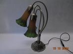 "Art Nouveau" Stijl Tafellamp met 3 glaskelken., Huis en Inrichting, Art Nouveau, Gebruikt, Ophalen of Verzenden, Glas