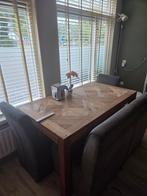 Houten Eettafel met Bankje & Stoelen, Huis en Inrichting, Ophalen, Gebruikt, Eikenhout, 50 tot 100 cm