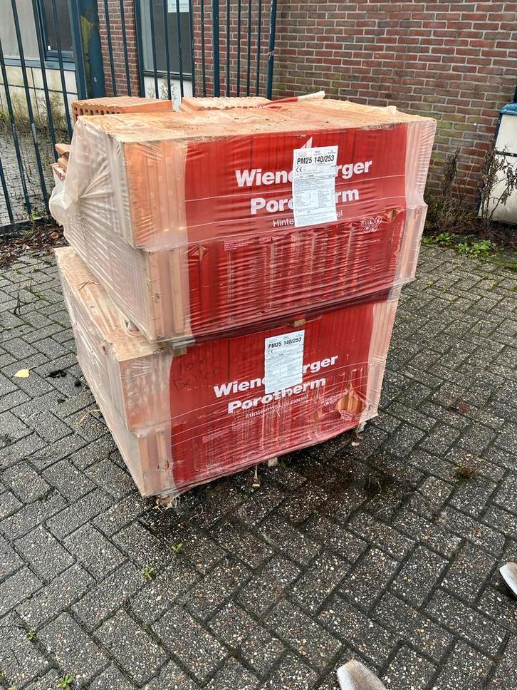 Wienerberger Porotherm PM25 140/253 Bakstenen, Doe-het-zelf en Verbouw, Metselstenen, Nieuw, Bakstenen, Ophalen