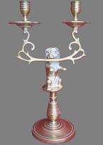 Vintage zware koperen kandelaar leeuw, Ophalen, Koper of Brons