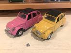 1:24 Citroen 2 CV oude Polistil 2 stuks geel & Rose, Ophalen of Verzenden, Gebruikt, Auto, Overige merken