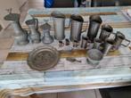Grote set tinwerk 92% – kannen, bekers, wandbord en meer, Ophalen of Verzenden