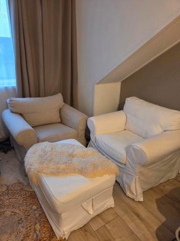 Ikea ektorp fauteuils en poef - afbeelding 1