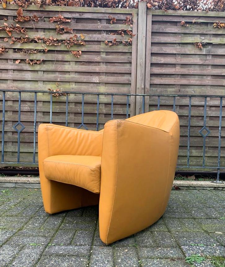 Prachtige vintage LeoLux Carabita fauteuil, Huis en Inrichting, Fauteuils, Gebruikt, Leer, 75 tot 100 cm, Ophalen of Verzenden