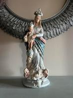 Maria beeld met kind 47 cm hoog. Antiek blauw zilver roze, Antiek en Kunst, Antiek | Religie, Ophalen of Verzenden