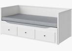 Ikea Hemnes uitschuif bedbank wit, 80x200 / 160x200, Ophalen, Verstelbaar, Fris wit, modern, Wit