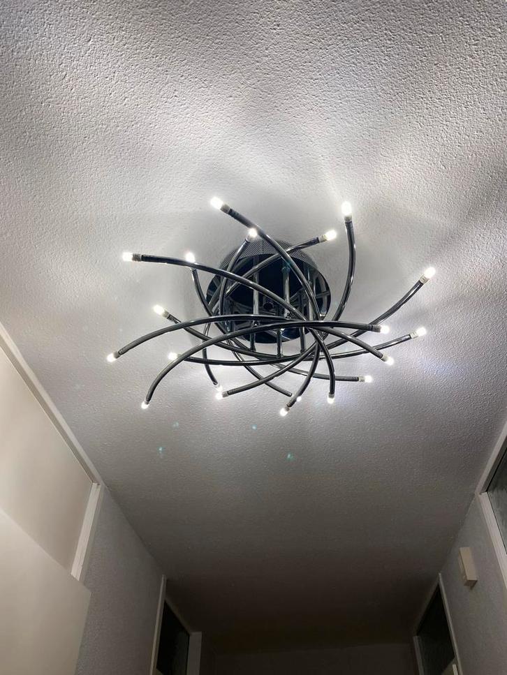 Chrome LED Plafondlamp - 25 Lampjes, diam 45cm, Huis en Inrichting, Lampen | Plafondlampen, Gebruikt, Metaal, Ophalen
