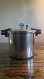 Te koop: grote RVS pressure canner snelkookpan met drukmeter, Ophalen, Gebruikt, Rvs