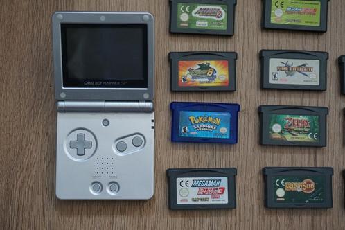 Gameboy Advance SP grijs & Games, Spelcomputers en Games, Spelcomputers | Nintendo Game Boy, Gebruikt, Game Boy Advance SP, Met games
