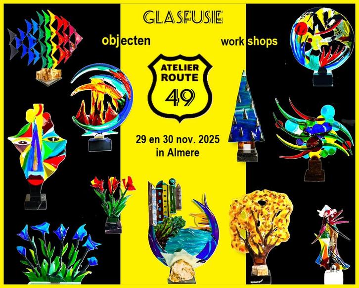 Glasfusie, glaskunst, open atelierroute 49 almere, Antiek en Kunst, Kunst | Overige Kunst, Ophalen