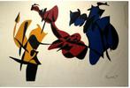 Jan van der Zee (1898) Houtsnede "Abstracte Composi" Ges Gen, Antiek en Kunst, Kunst | Litho's en Zeefdrukken, Ophalen of Verzenden