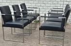 Bert Plantagie Design eetkamerstoelen zwart leer Clark rvs, Huis en Inrichting, Stoelen, Zwart, Ophalen of Verzenden, Zo goed als nieuw