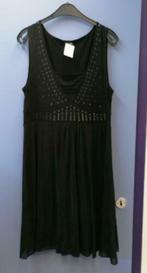 Taifun zwierige zwarte jurk met studs onder gaas 42 L 34891, Maat 42/44 (L), Knielengte, Ophalen of Verzenden, Taifun