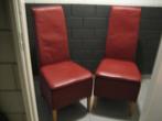 2 Eetkamerstoelen/Donkerrood Leder/IZGS!!, Ophalen, Twee, Zie foto's., Leer