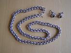 NAPIER SET Halsketting 75 cm Oorbellen Zilverkleurig VINTAGE, Ophalen of Verzenden, Zo goed als nieuw, Zilver, Overige materialen