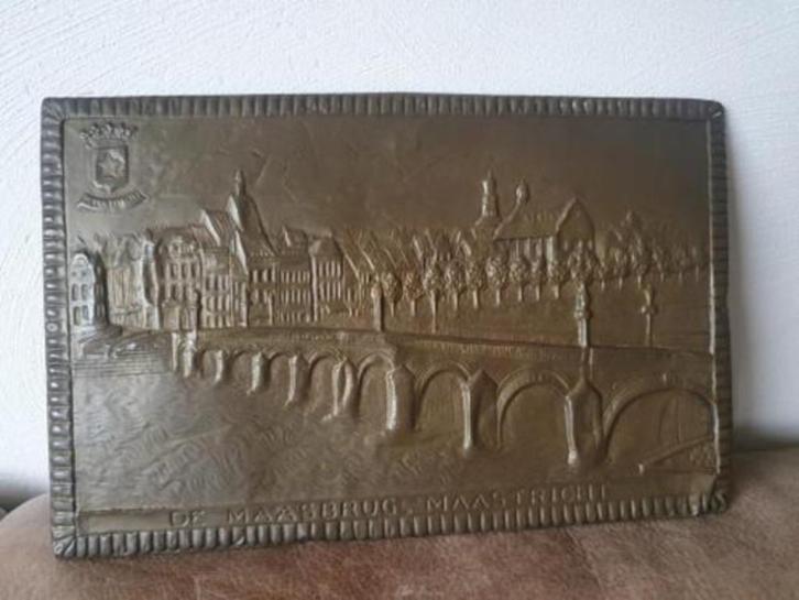 koperen plaat Latoen Maasbrug Maastricht, Antiek en Kunst, Antiek | Koper en Brons, Koper, Ophalen