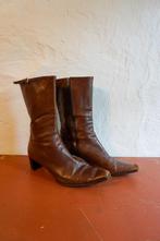 vintage italiaanse bruine leren laarzen maat 40, Kleding | Dames, Schoenen, Lage of Enkellaarzen, Gedragen, Bruin, Verzenden