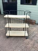 Metalen serveerwagen met houten planken, Ophalen, Met plank(en), Gebruikt, 50 tot 100 cm