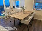 Eiken tafel eettafel Deens ovaal verjongd rond boomstamtafel, Huis en Inrichting, Tafels | Eettafels, 100 tot 150 cm, Ophalen of Verzenden