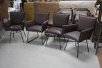 4 luxe eetkamerstoelen SANNE Jess Design leer draaibaar, Huis en Inrichting, Stoelen, Ophalen, Bruin, Zo goed als nieuw, Metaal